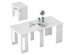 Mesa de Jantar Dobrável Extensível (até 6 Pessoas, Compacta, Branca)