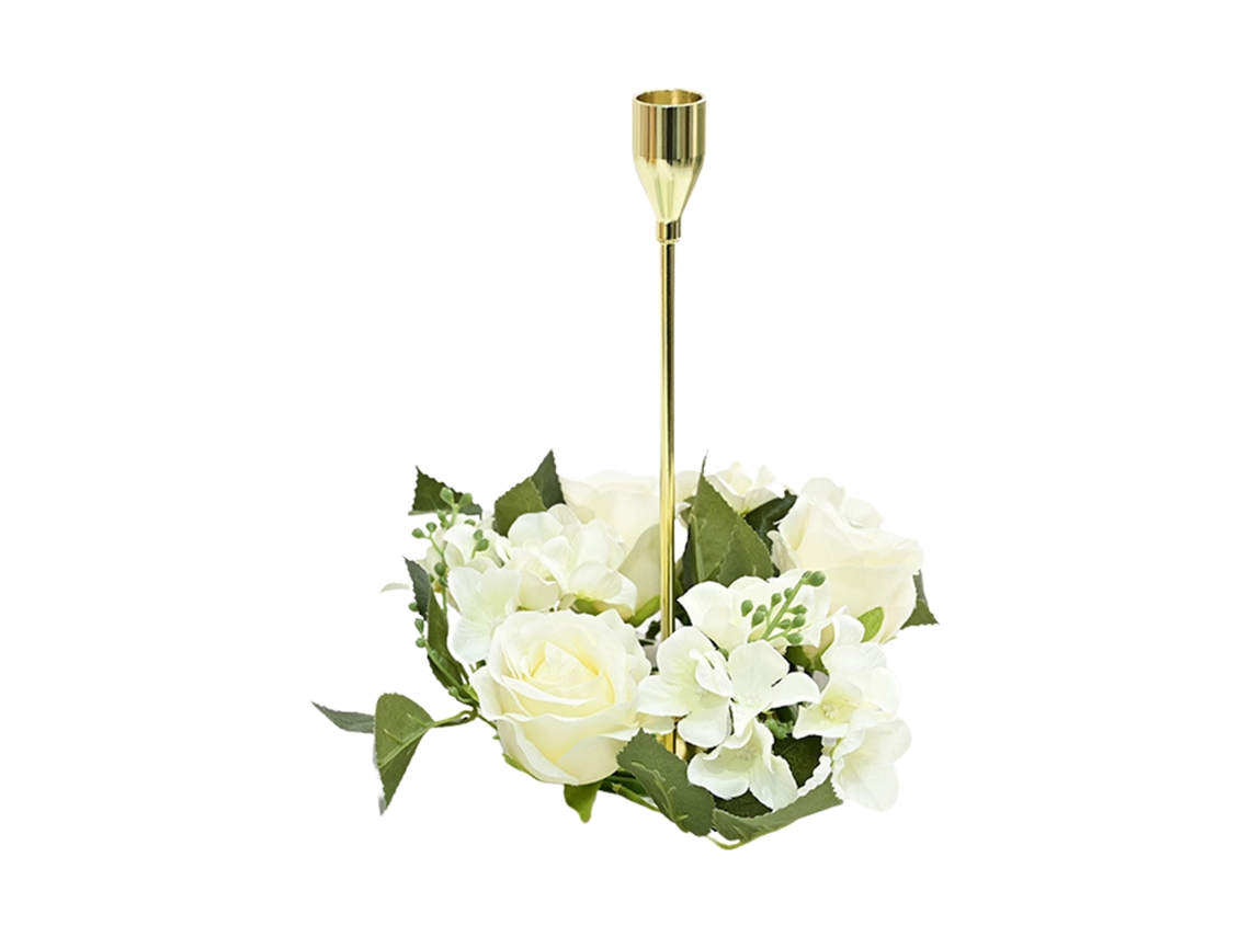 Coroa de Vela de Rosa Artificial Decoração Mesa Natal Casamento Seda 20cm