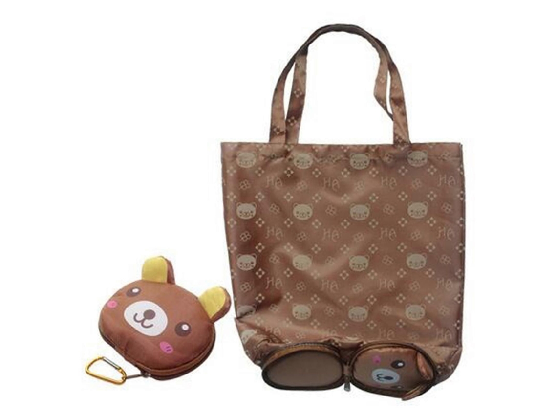 Sacola de Compras Dobrável com Estampa de Desenho Animado Sacola Reutilizável para Mulheres, Prática, Dobrável em Nylon e Portátil, com Fivela GOKOCO