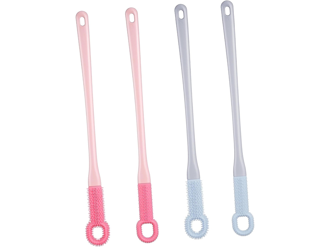 Lurelia Kit De 4 Escovas De Silicone Para Banho De Cuidado Corporal, Cabo Longo E Limpeza Profunda