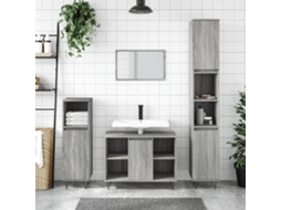 Vidaxl Armário Wc 30x30x100 Cm Derivados De Madeira Sonoma Cinzento