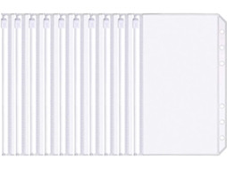 Conjunto de 20 Pastas para Fichário com Folhas Soltas, Tamanho A6, 6 Furos, Transparentes e com Zíper, Impermeáveis, em Plástico Eva BRILVIBERA