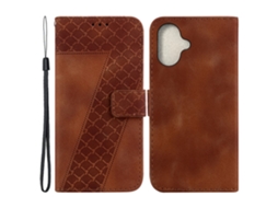 Capa Em Couro Pu À Prova De Choque Para Apple Iphone 16 Plus - Castanho
