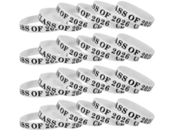 Pulseiras De Formatura Ciieeo Em Silicone Branco, Turma De 2026, Pulseiras De Parabéns Para Festa Formatura, Elásticas E