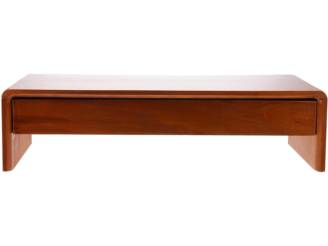 Suporte de Madeira para Monitor Pc Amosfun, Armazenamento Prático e Elevador Laptop Caixas Som, Ideal Escritór