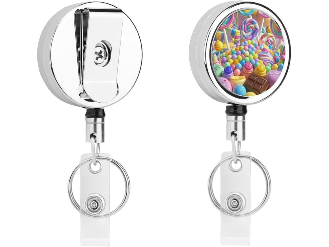 Porta Crachá Retrátil Compacto E Leve Em Metal Com Clipe E Chaveiro, Ideal Enfermeiros, Professores E Profissionais