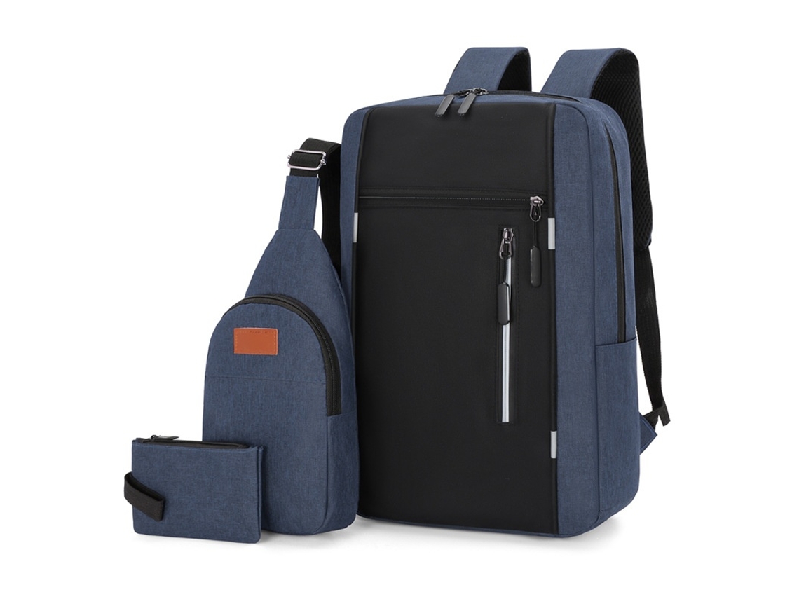 Mochila, 17,3 Polegadas, Grande Capacidade, Viagem, Portátil, Faculdade, Conjunto De 3 Peças Azul Elysve