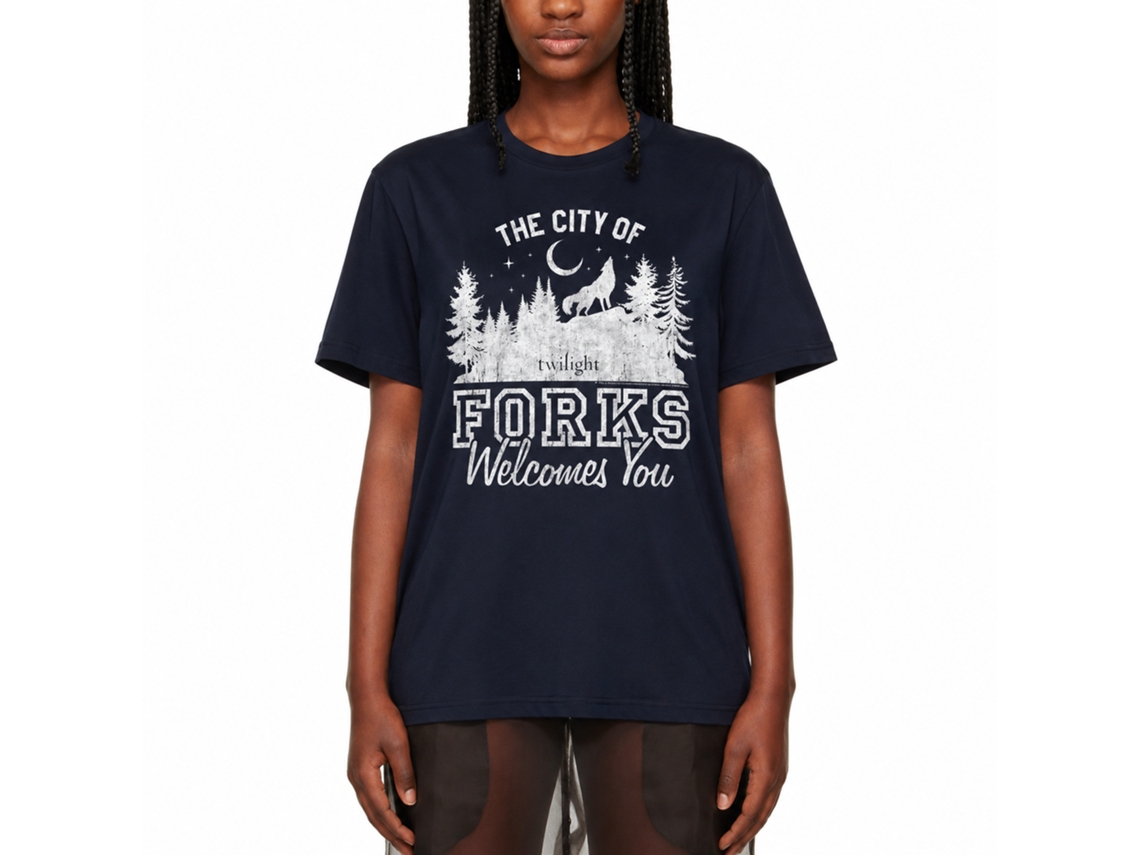Rockinstone Twilight Movie The City Of Forks Navy Adult T-shirt Size:m