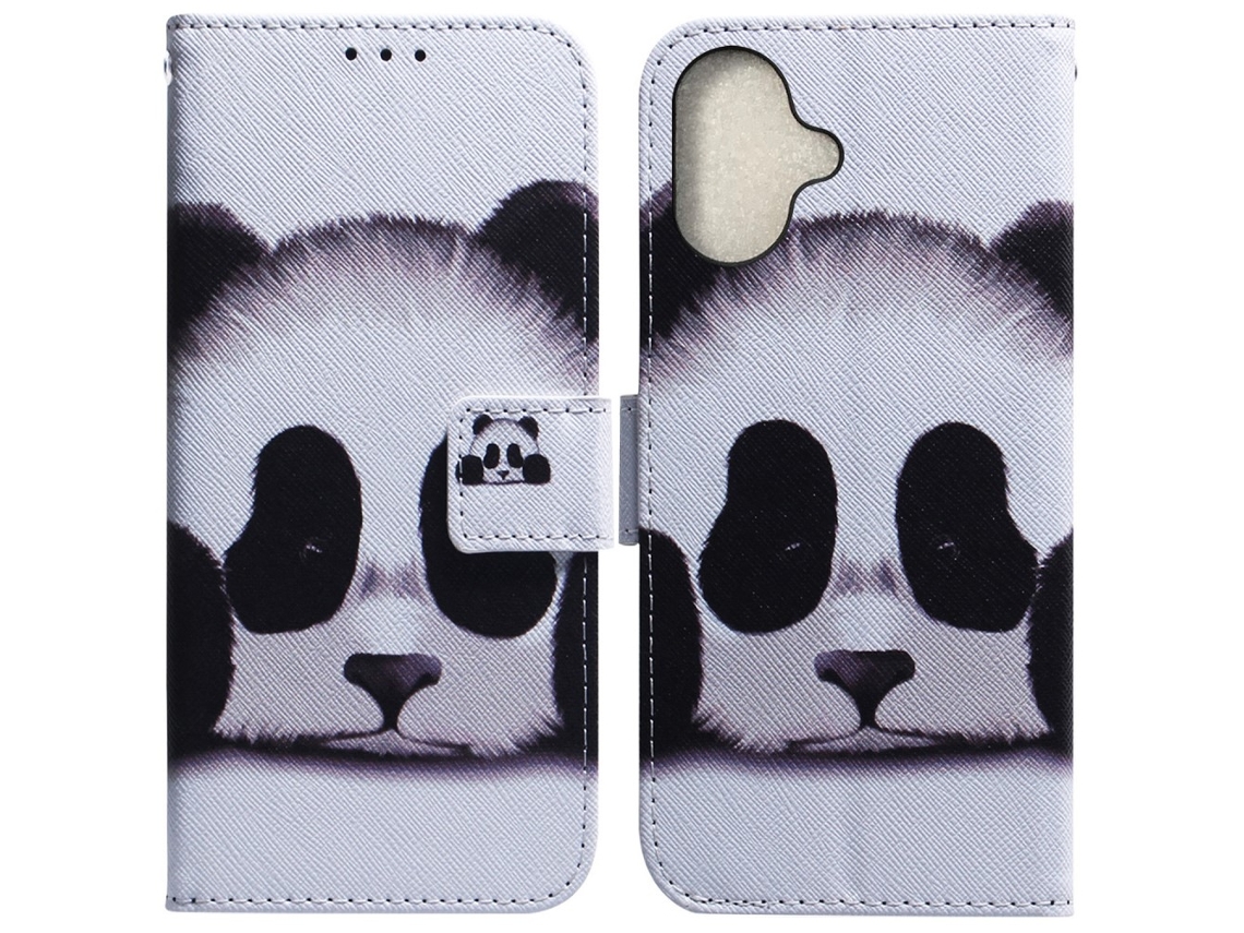 Capa Em Couro Pu Para Apple Iphone 16 Panda