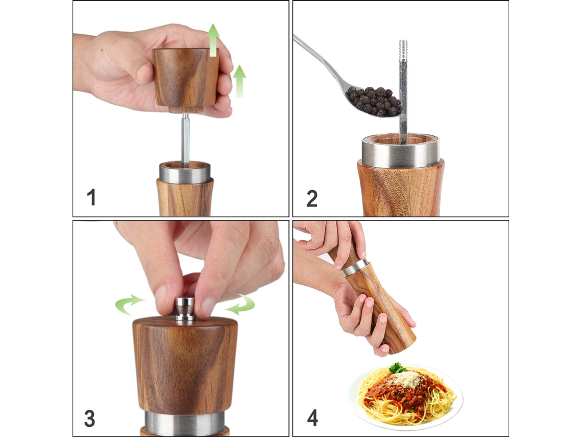 Moedor de Pimenta, Sal e Madeira com Moagem Ajustável AQUAFORGE