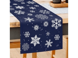 Camino De Mesa De Invierno Con Copos De Nieve Azul Marino, 33x183 Cm