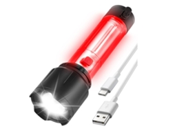 Lanterna Led Ultrabrilhante Recarregável 8 Modos De Luz Com Zoom Com Luz Lateral Cob Lanterna Recarregável À Prova Dágua Ip67 Preta Yunzii