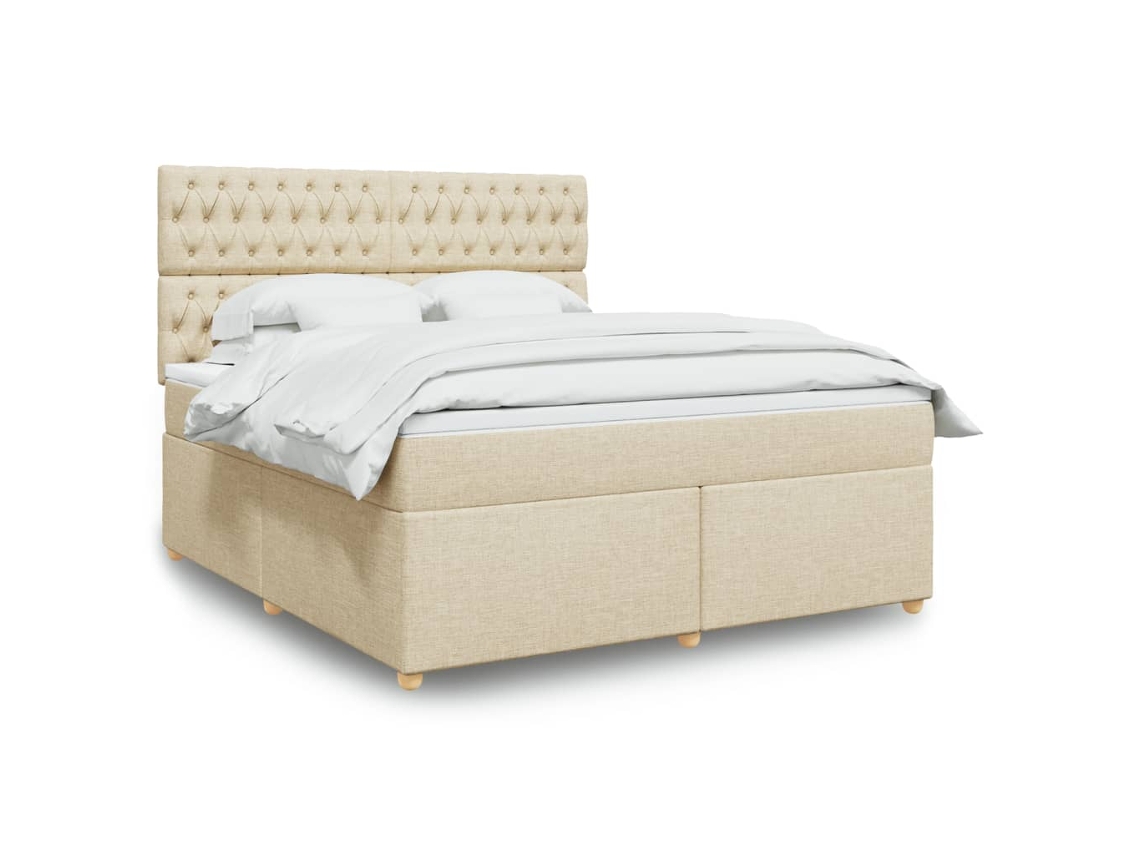 Vidaxl Cama Com Molas/colchão 180x200 Cm Tecido Cor Creme