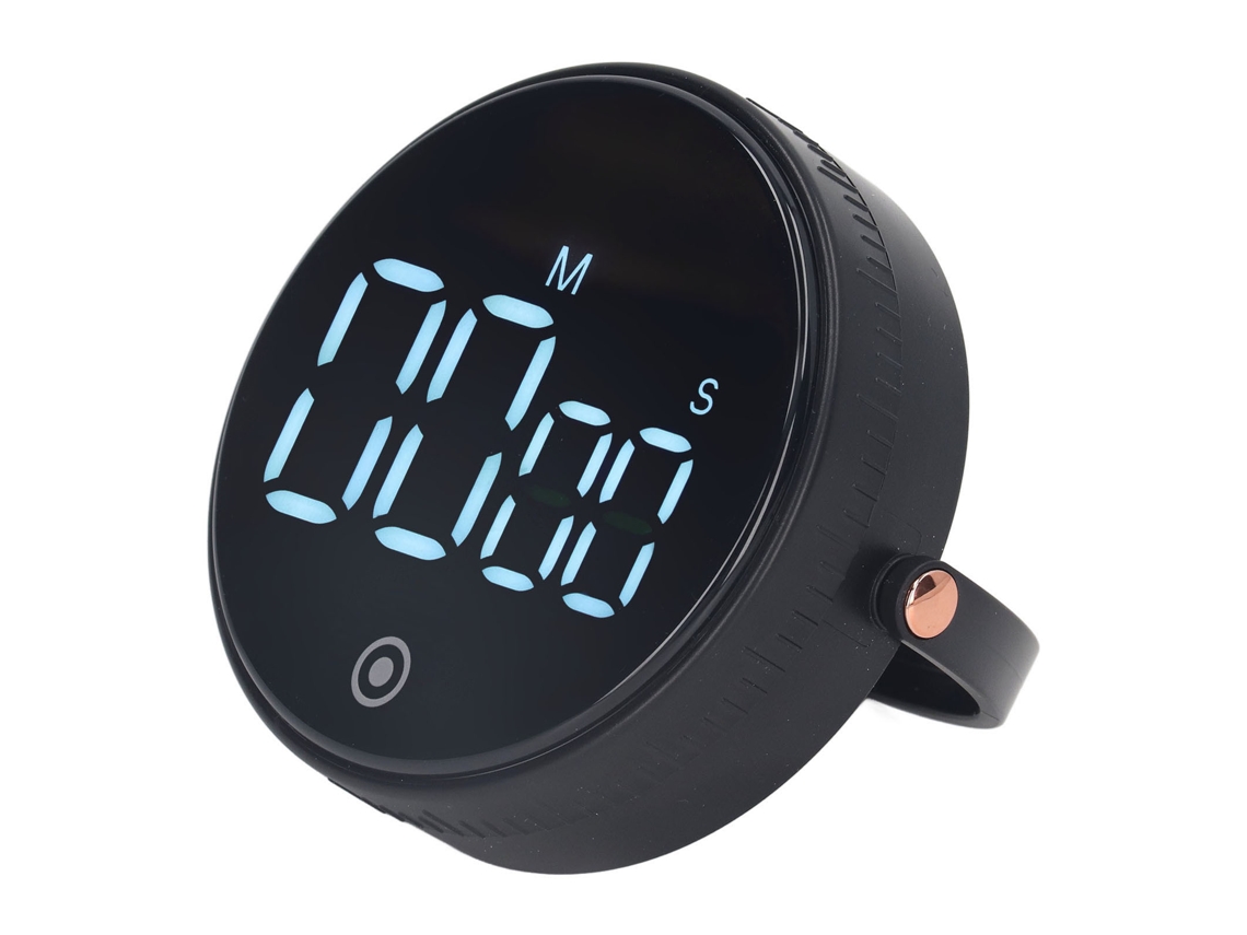 Timer Digital De Cozinha Magnético Com Display Led Grande Contagem Regressiva Volume Ajustável Preto
