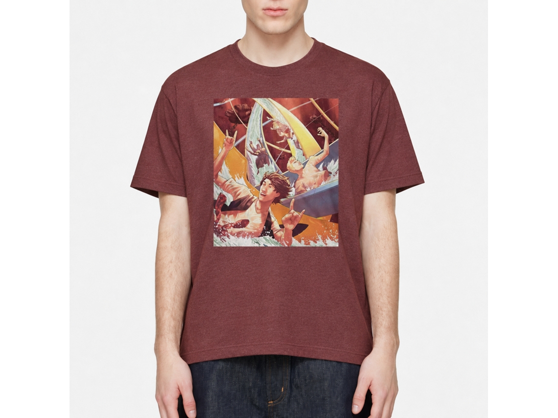 Rockinstone Bill And Ted Water Slide Heather Vintage Maroon Adult T-shirt Size:l