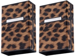 Estojo Protetor Com Estampa De Leopardo Para 20 Cigarros, Com Fecho Flip-top.