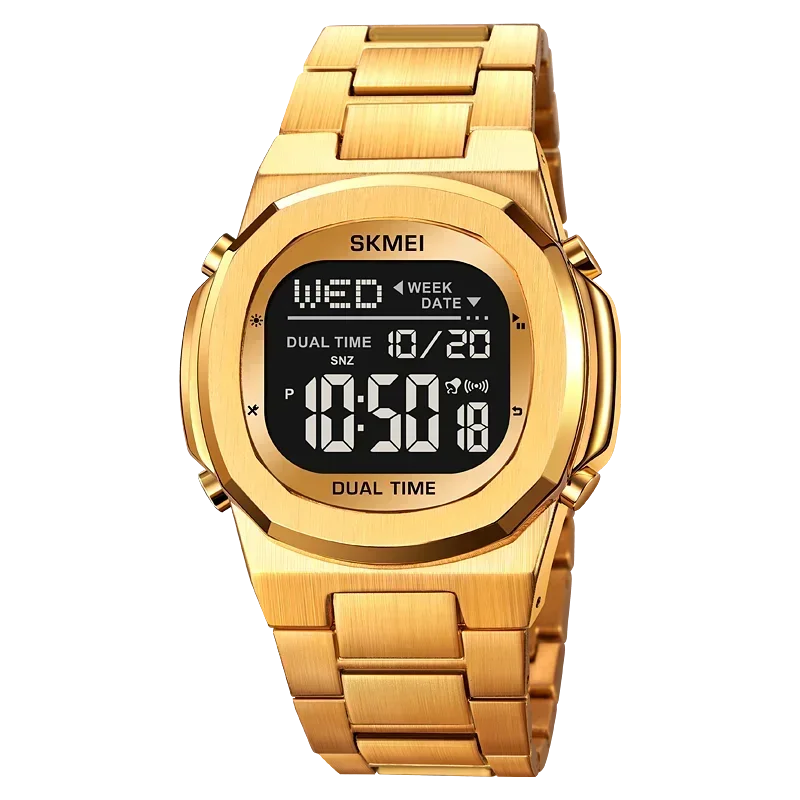 Despertador, Relógio com Data, Relógio de Moda MDUG (dourado e Preto)