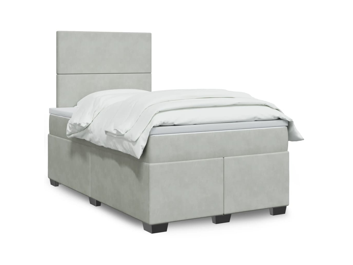 Vidaxl Cama Boxspring C/ Colchão 120x200 Cm Veludo Cinzento-claro