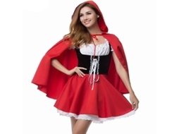 Conjunto De Fantasia Chapeuzinho Vermelho Para Mulheres - Vestido + Capa 3xl Tamanho 80cm Poliéster Férias