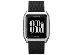 Relógio Despertador Multifuncional Masculino Skmei 1866 Com Tela Quadrada Grande, Pulseira De Aço E Luz Noturna.