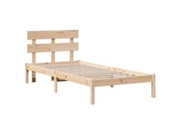 Conjunto 1 Estrutura Da Cama Vidaxl Castanho Madeira De Pinho Maciça (80 X 200 Cm)