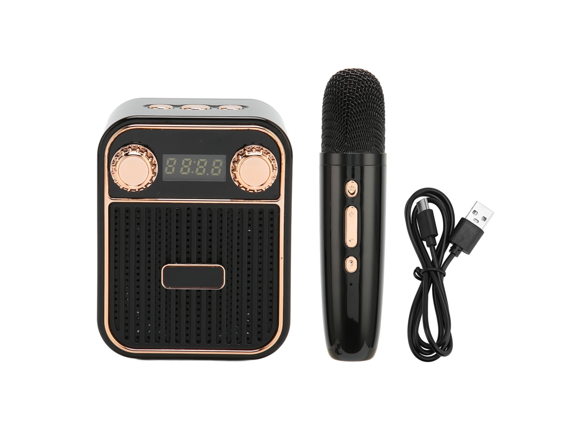 Mini Máquina de Karaoke Bluetooth con Micrófono, Altavoz Portátil, Sonido Hi-Fi, Presente para Crianças, Preto | S/MARCA