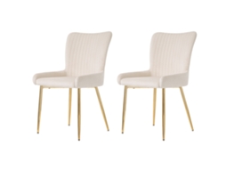 Conjunto de 2 cadeiras de jantar em veludo luxuoso com suporte lombar, base em metal dourado PAPRIKA | PAPRIKA