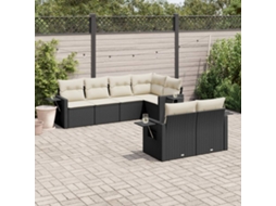 Vidaxl 7 Pcs Conjunto De Sofás P/ Jardim C/ Almofadões Vime Pe Preto