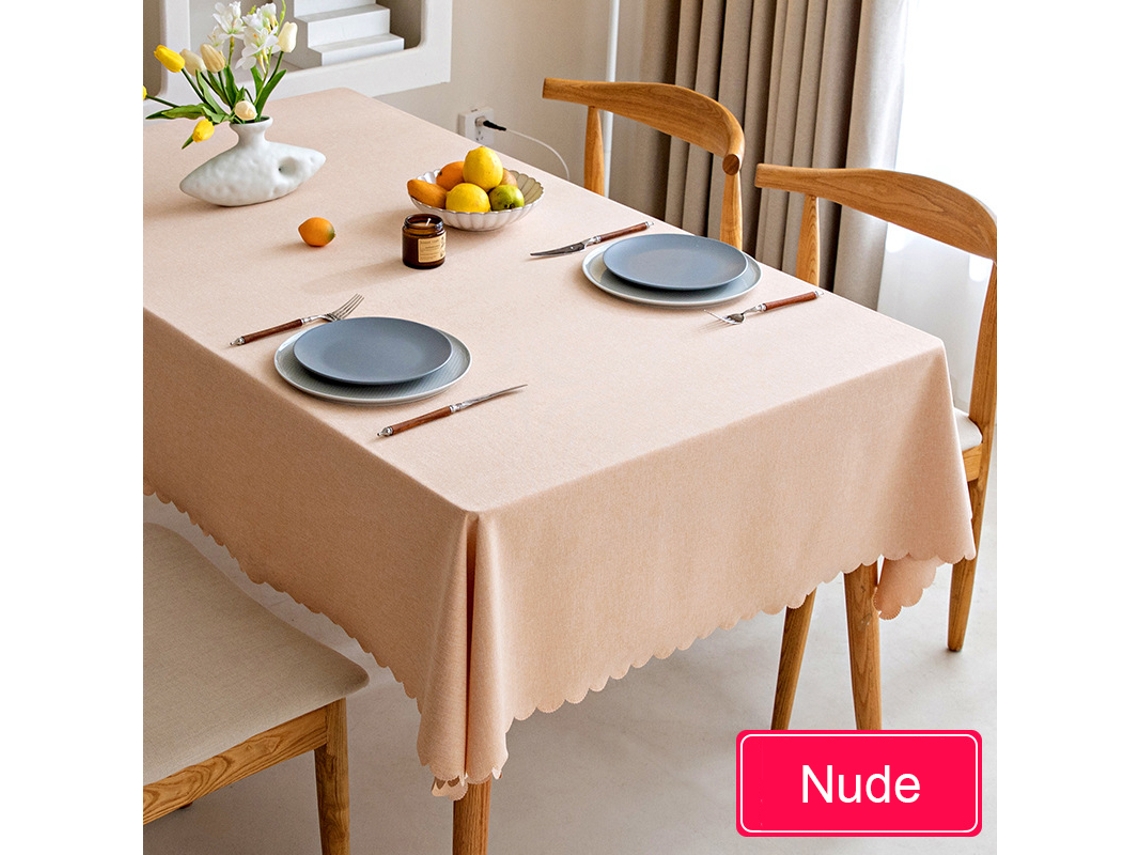 Toalha De Mesa Impermeável De Algodão Nórdico E Linho, Toalha De Mesa Estilo Japonês, Cor Sólida, Para Mesa De Jantar, Mesa De Centro, Nude