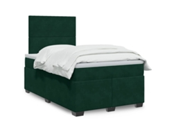 Vidaxl Cama Boxspring Com Colchão 120x190 Cm Veludo Verde-escuro