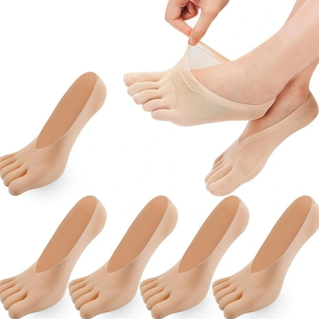 Meias com Dedos Separados, 5 Pares, Macias, para Ioga AQUAFORGE