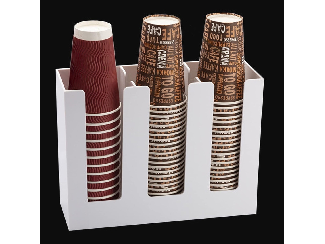 Lurelia Organizador De Copos, Em Acrílico, 3 Compartimentos, Para Copos E Tampas, Cor Branco