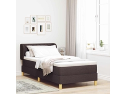 Vidaxl Cama Box Com Cabeceira Marrom Escuro 90 X 190 Cm Tecido