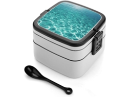 Blue Aqua Pool Marmita Bento Retangular, Empilhável, À Prova De Vazamentos, Moderna E Minimalista, Com Duas Camadas