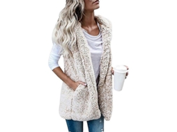 Chaleco Sem Mangas de Lã Teddy Mulher Jaqueta Suave Inverno