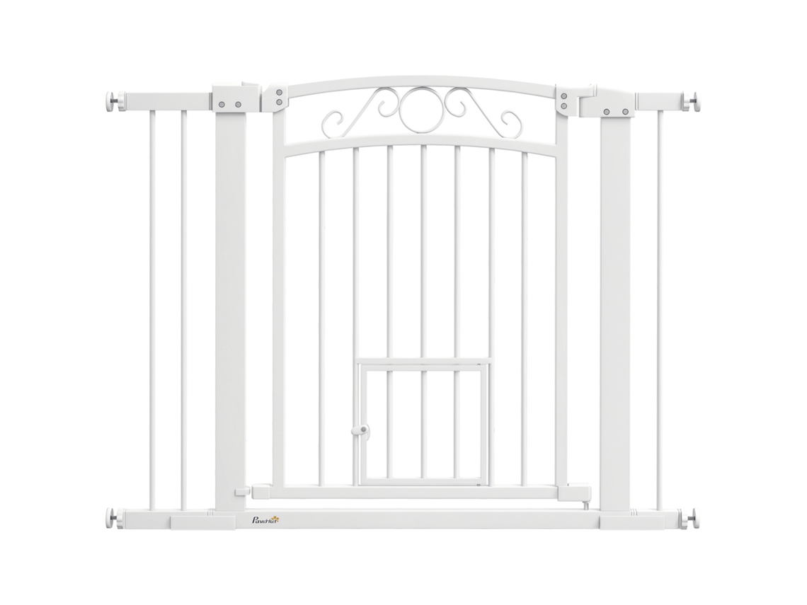 Portão interno de segurança para cães, 2 extensões, porta gato, branco, 77cm altura, S/MARCA