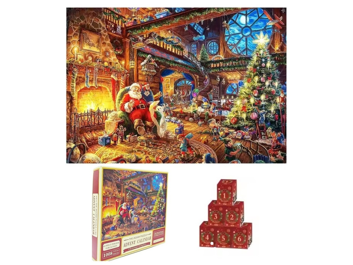 Calendário Do Advento 2024 Quebra Cabeça De Natal Com 1008 Peças Multicolorido Aquaforge
