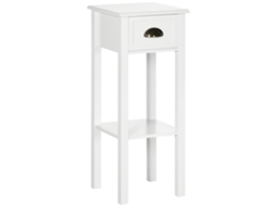 Mesa de cabeceira com gaveta e prateleira de armazenamento para sala ou quarto 30x30x75 Cm branco em S/MARCA