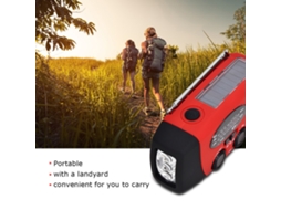 Rádio Emergência Portátil AM/FM/WB Solar com Lanterna LED, Manivela e Carregador USB | S/MARCA
