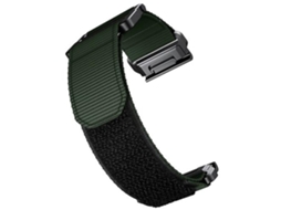 Pulseira De Nylon Com Velcro 26 Mm, Compatível Garmin Fenix 6x/ 5x, Verde Exército, Acabamento Moderno