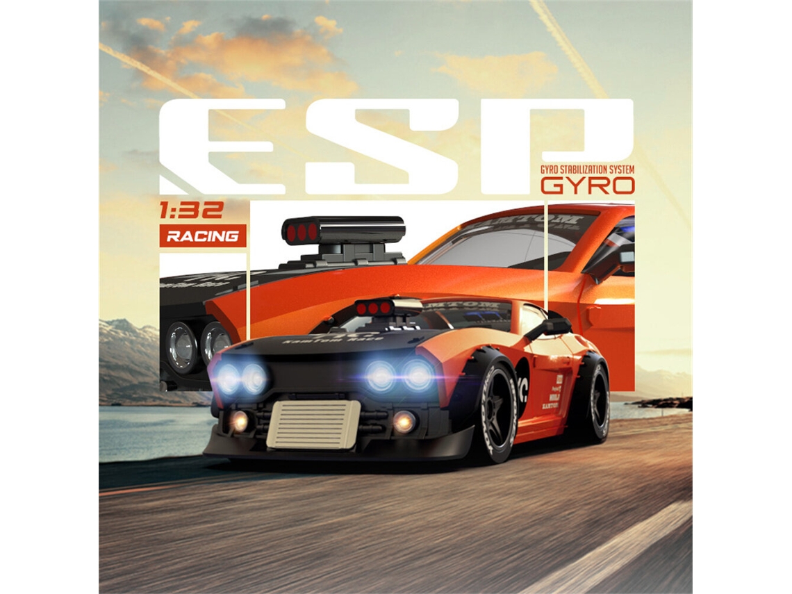 Laranja com Bloqueios de Estrada Comunskamtom Km3299 Rtr 1/32 2.4g 4wd Drift Rc Esp Gyro Mini Led High Speed On road Electric Rtr Toys Boys MDUG