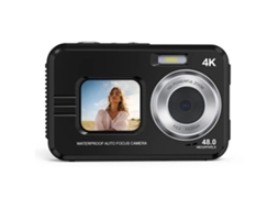 Câmera Digital Selfie Com Tela Dupla 4k, 48 Mp, 11 Pés, Foco Automático, À Prova Dágua, Para Mergulho Com Snorkel, Zoom De 16x Yizhood (preta)