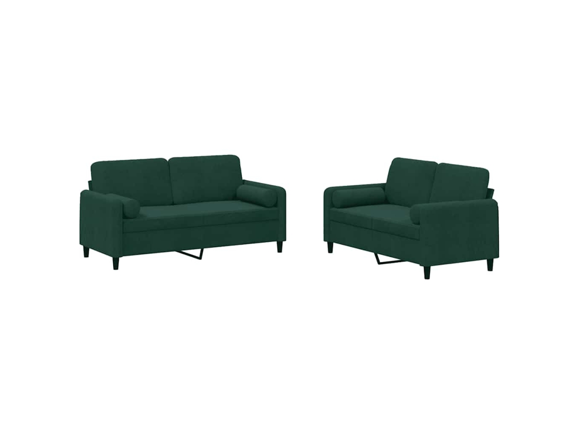 Conjunto de 2 Sofás com Almofadas Veludo Verde MAISON EXCLUSIVE
