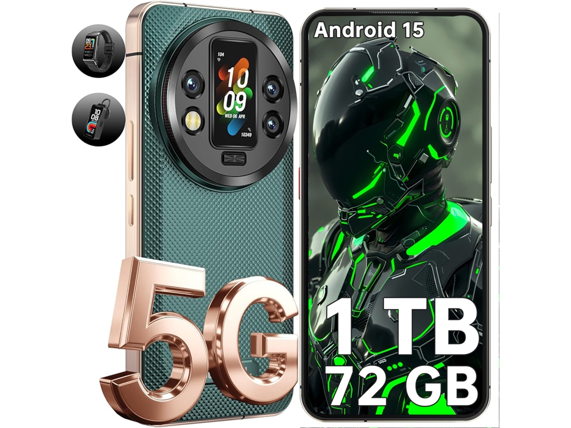 Smartphone Resistente OUKITEL Wp200 Pro 5g com 72 Gb, 1 Tb, 6.7" Fhd+ 120hz, 8800 Mah, 108 Mp, Android 15, Verde