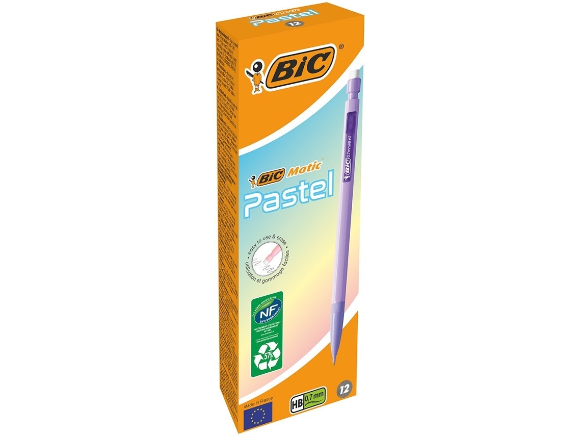 12 Lapiseiras BIC Pastel Mina 0,7 Mm