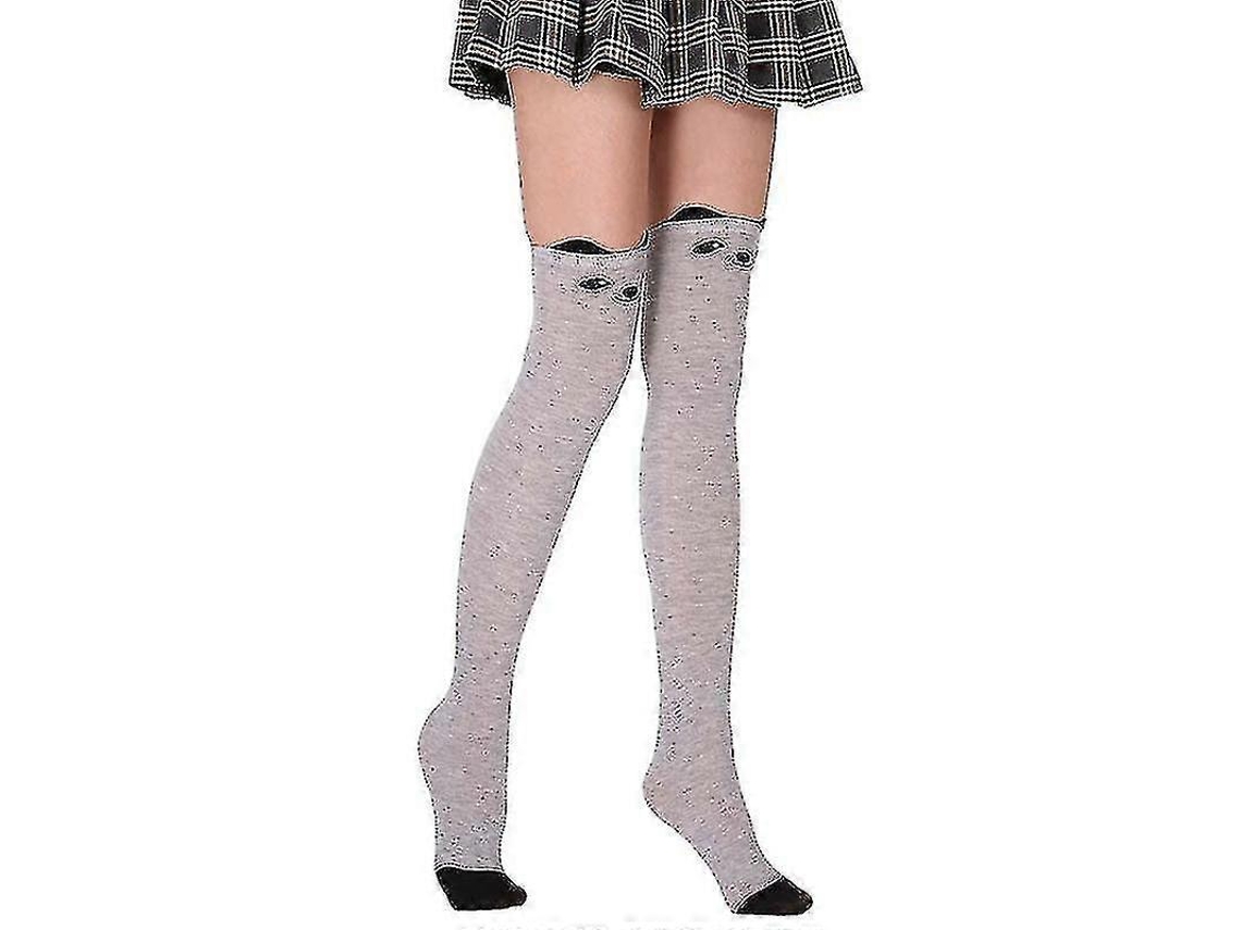 Meias De Lã Coral Macia Até O Joelho, Ideias Para O Inverno, Para Meninas E Mulheres. Meias Listradas Com Estampas De Animais Flufos E Desenhos Animados