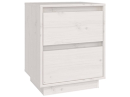 Mesa Cabeceira Madeira de Pinho Maciça Branco MAISON EXCLUSIVE (40x35x50 cm)