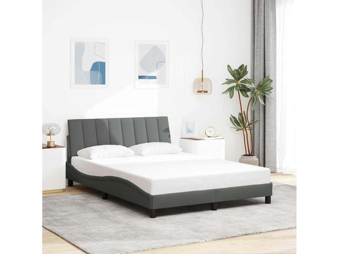 Vidaxl Estrutura De Cama Sem Colchão Hanko 120x200 Cm Tecido Cinzento-escuro