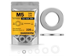 Anilha Plana Inox A2 Din 125 M5 (220 Un.) Ranzor | Flat Washer Stainless Steel Aisi 304
