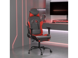 Vidaxl Cadeira Gaming C/ Apoio Pés Couro Artificial Preto E Vermelho